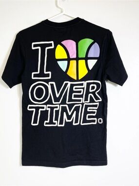 Overtime Youth M-  Black Graphic 'I Love Overtime' Short Sleeve Tee